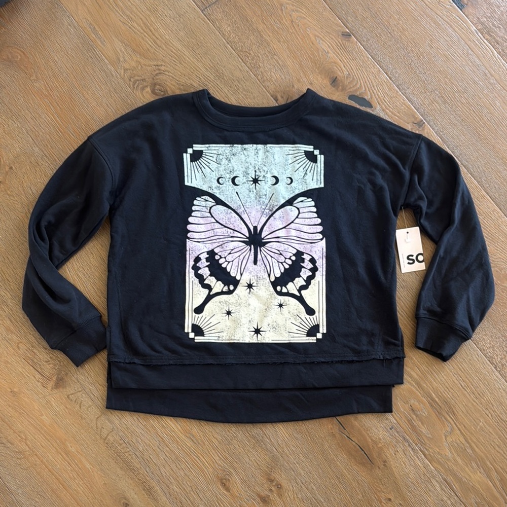 ⚡️SO Black Sweatshirt with Butterfly Design
